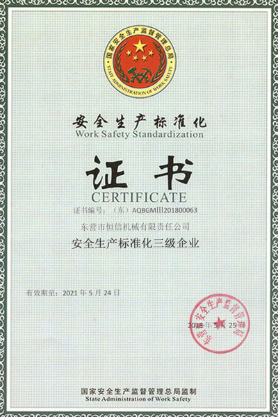 Safety level 3 Certificate